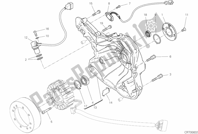 All parts for the Generator Cover of the Ducati Diavel 1260 2020
